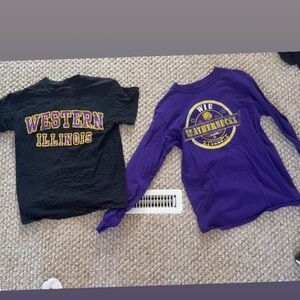 Western Illinois T-Shirt and Long Sleeve Set - Black and Purple.